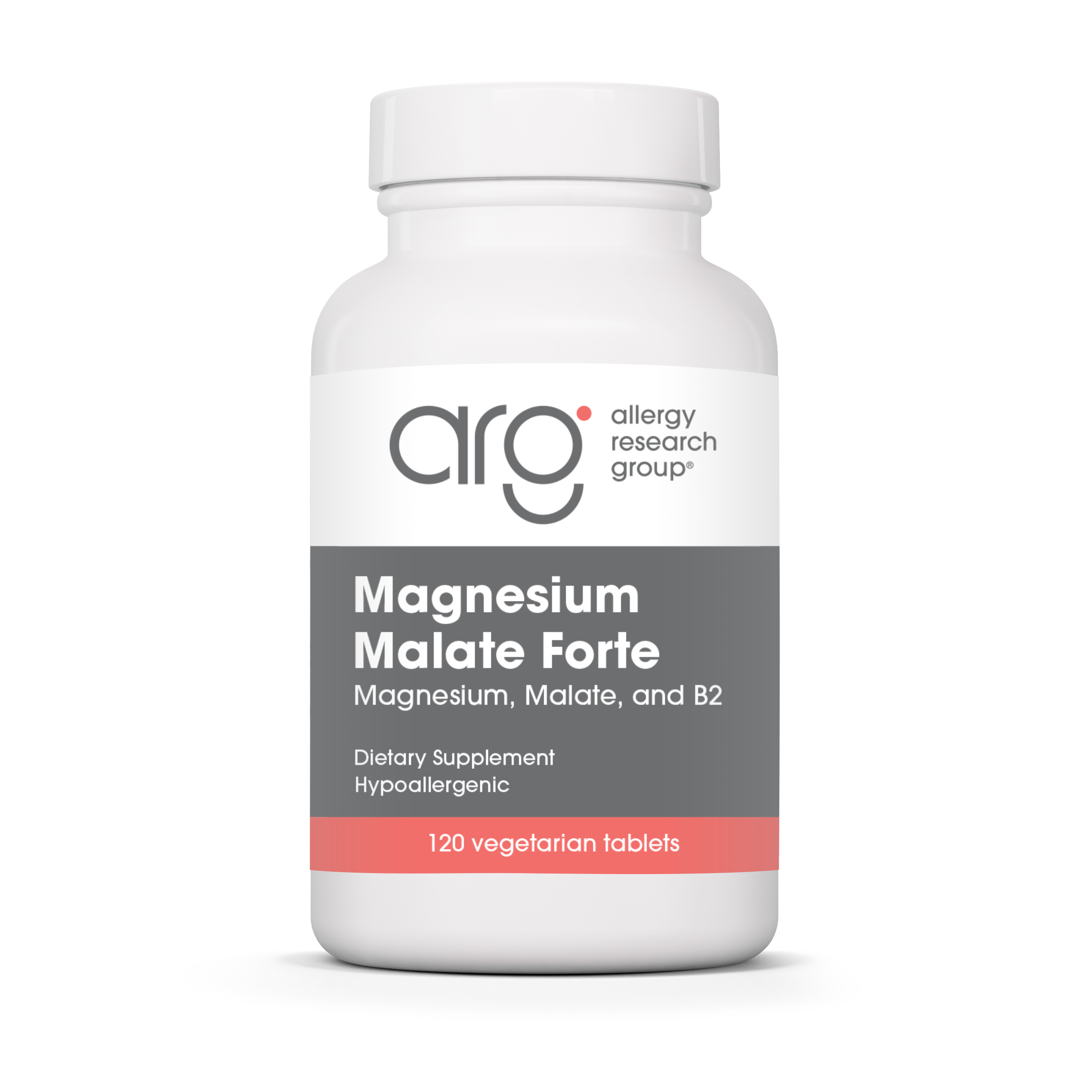 Allergy Research Group Magnesium Malate Forte - 120 vegetarian tablets bottle front label
