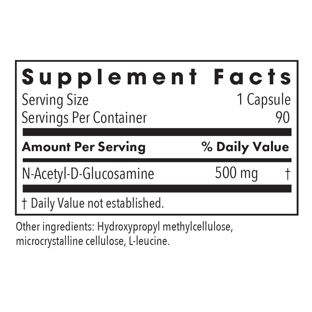 N-Acetyl Glucosamine (NAG) - supplement fact label with N-Acetyl-D-Glucosamine