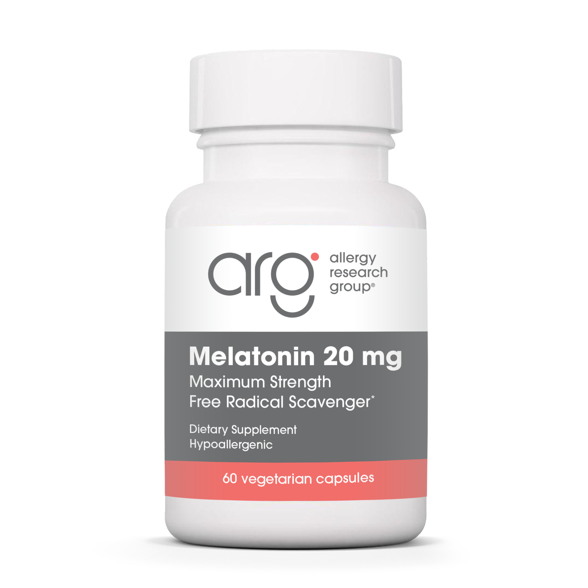 Allergy Research Group Melatonin 20 mg - 60 vegetarial capsules bottle front label