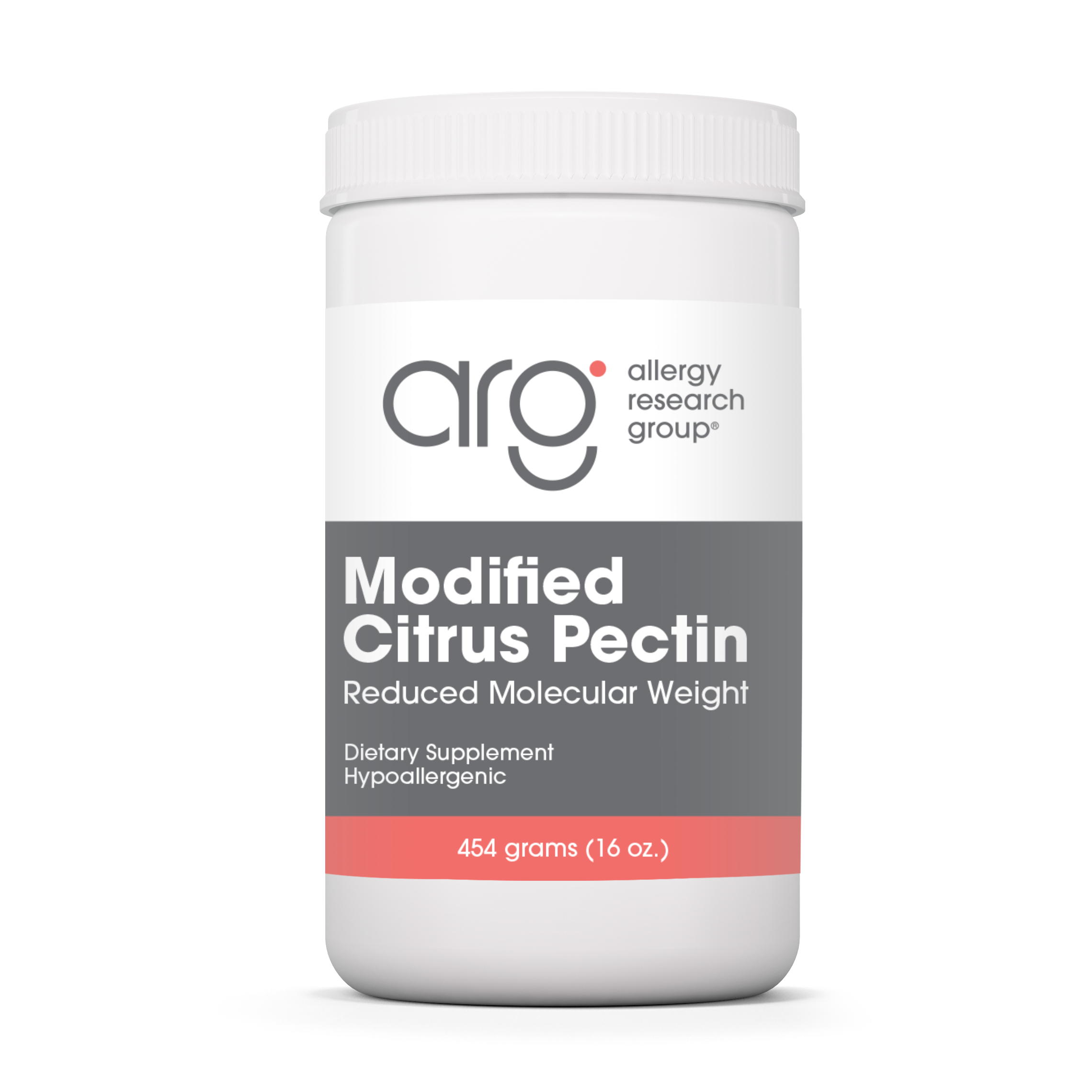 Allergy Research Group Modified Citrus Pectin Powder - 454 grams (16 oz.) bottle front label