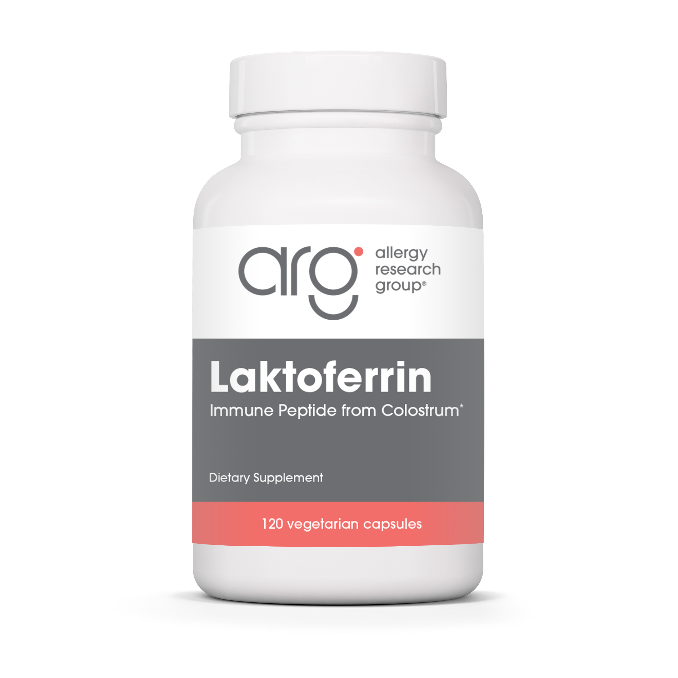 Allergy Research Group Laktoferrin - 120 vegetarian capsules bottle front label
