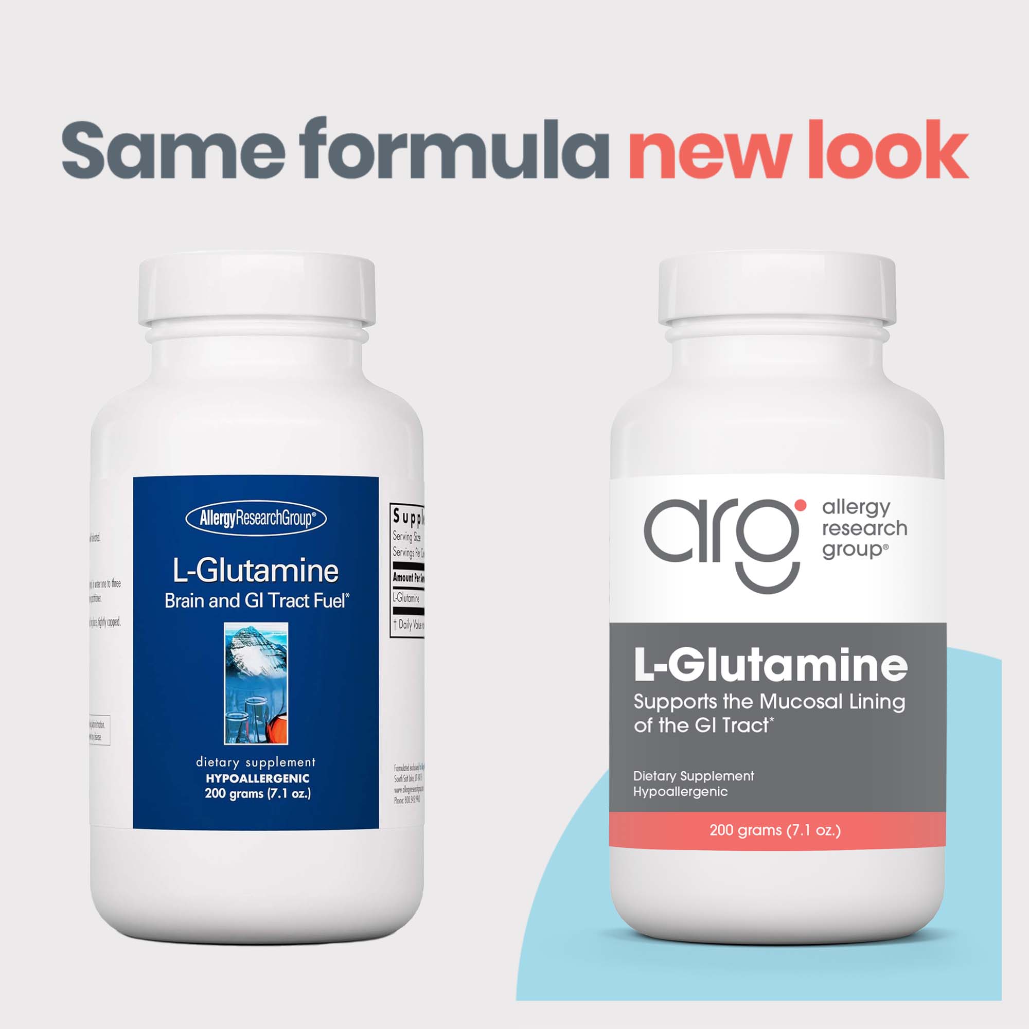 L-Glutamine Powder - new look vs original bottle