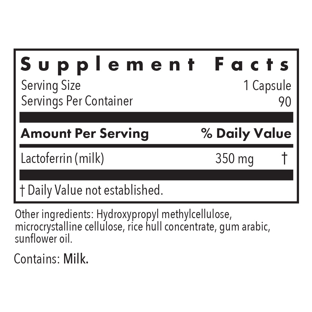Laktoferrin - supplement fact label with Lactoferrin