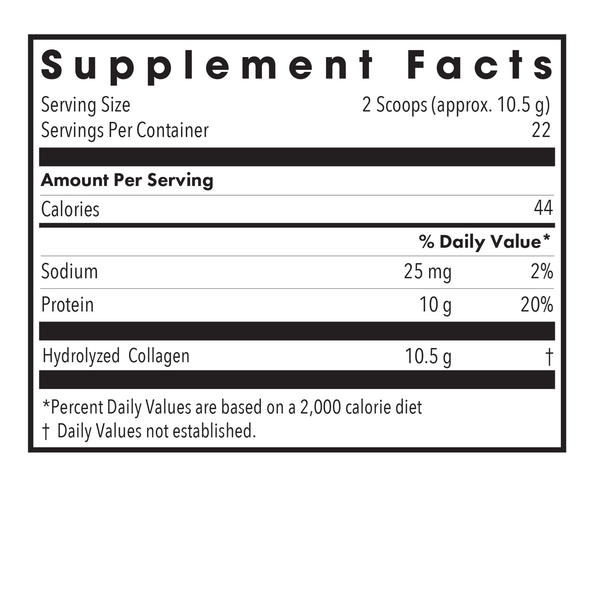 Arthred™ Collagen Powder - supplement fact label with Sodium Protein and Hydrolyzed Collagen
