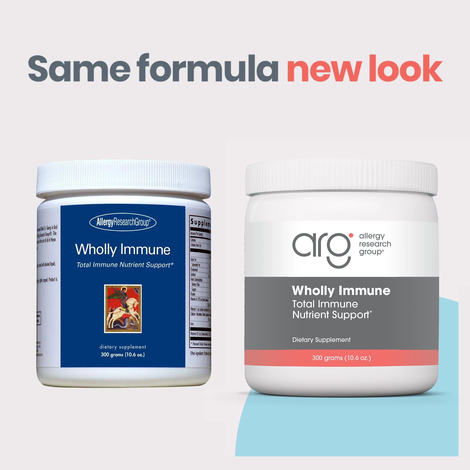 Wholly Immune 300 gram new look powder jar for immune, antioxidant, and daily wellness support