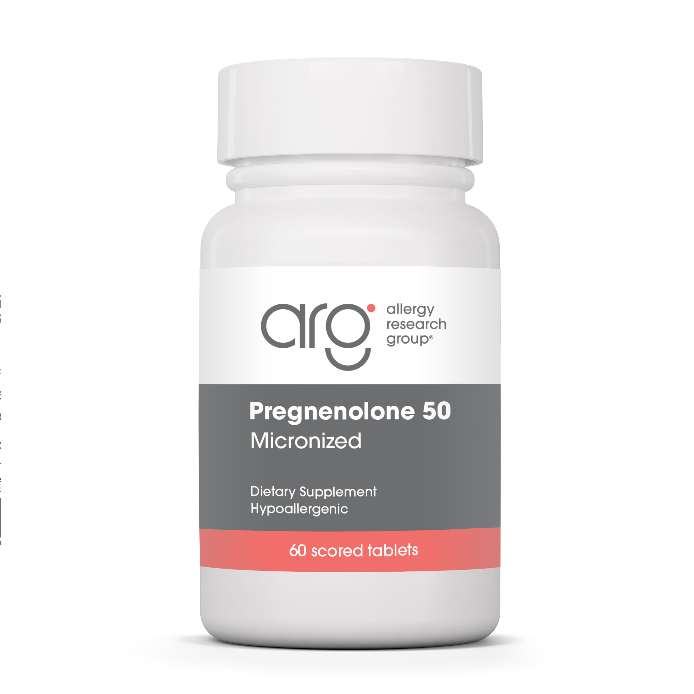Allergy Research Group Pregnenolone 50 mg - 60 scored tablets bottle front label