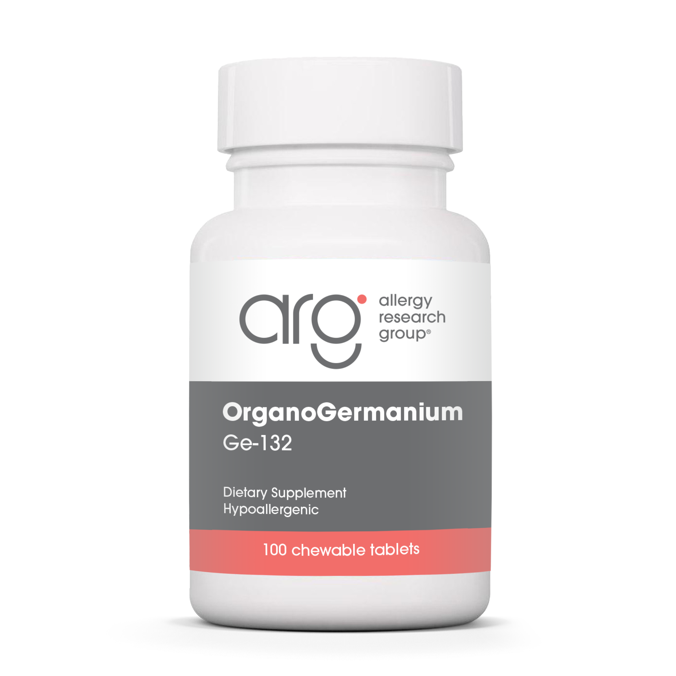 Allergy Research Group OrganoGermanium Ge-132 Sesquioxide - 100 chewable tablets bottle front label