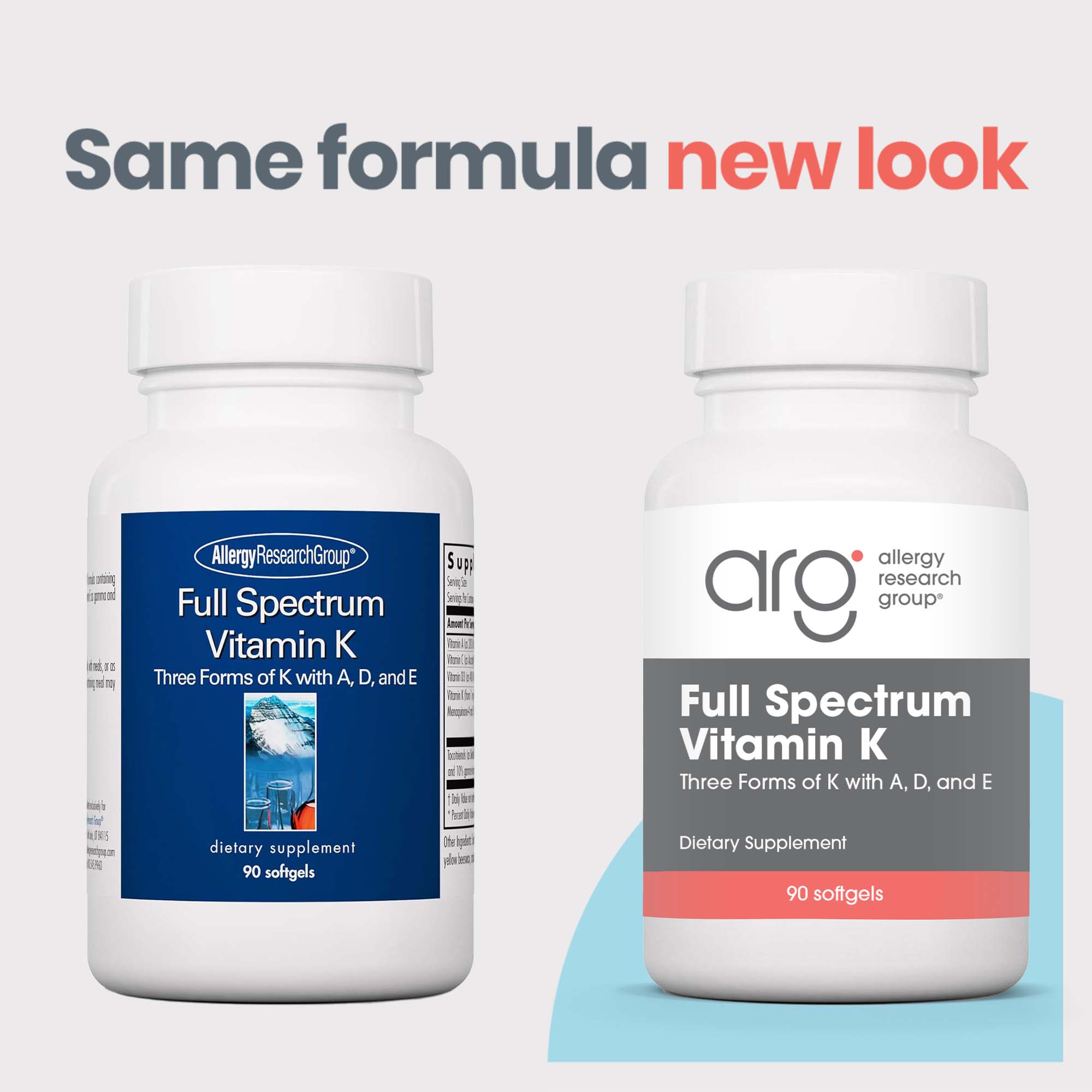Full Spectrum Vitamin K - new look vs original bottle