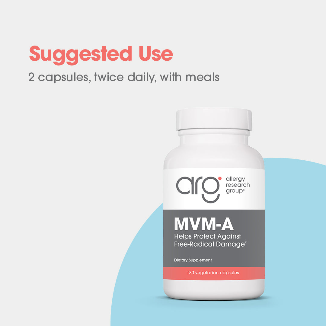 MVM-A - suggested use: 2 capsules twice daily with meals