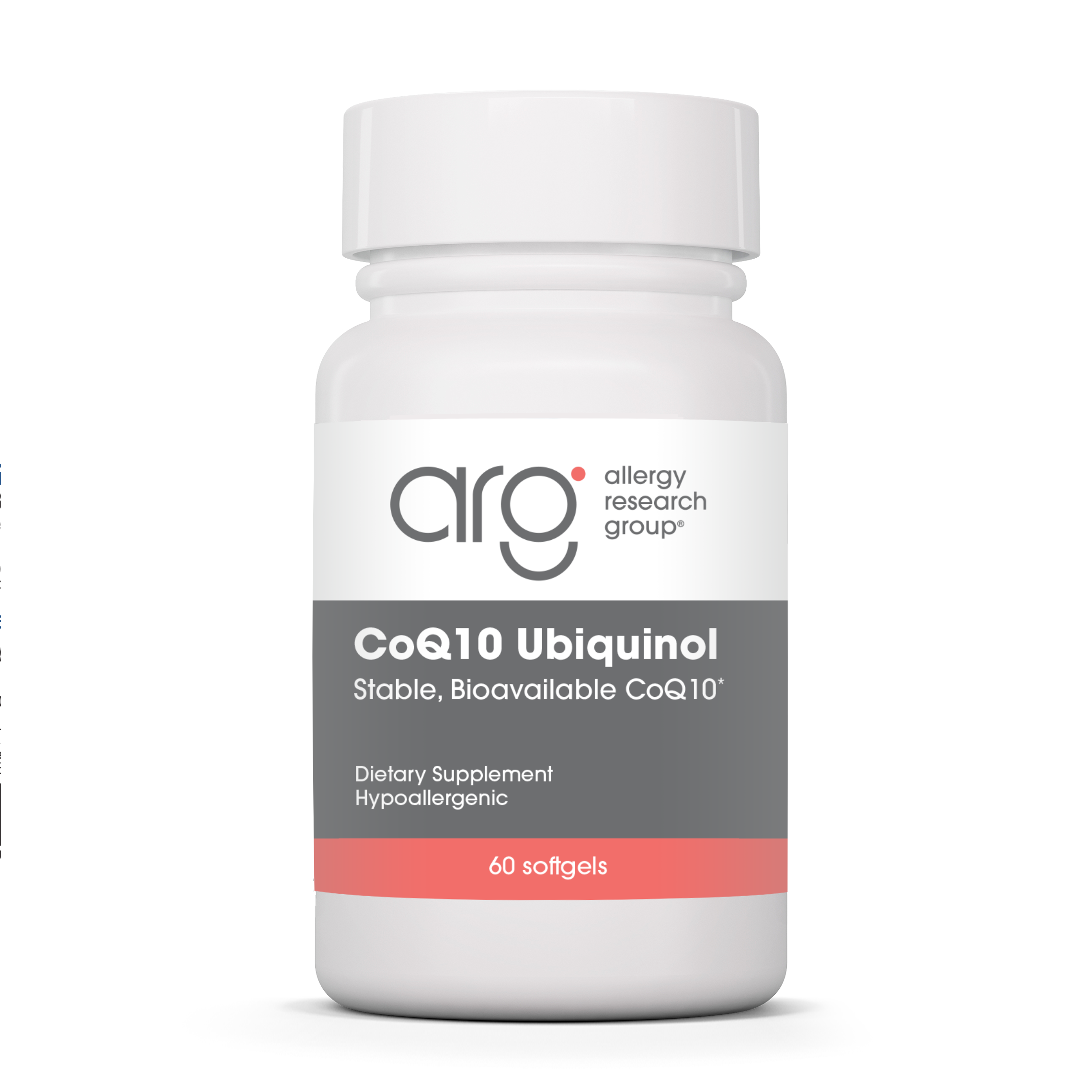 Allergy Research Group CoQ10 Ubiquinol -  60 softgels bottle front label