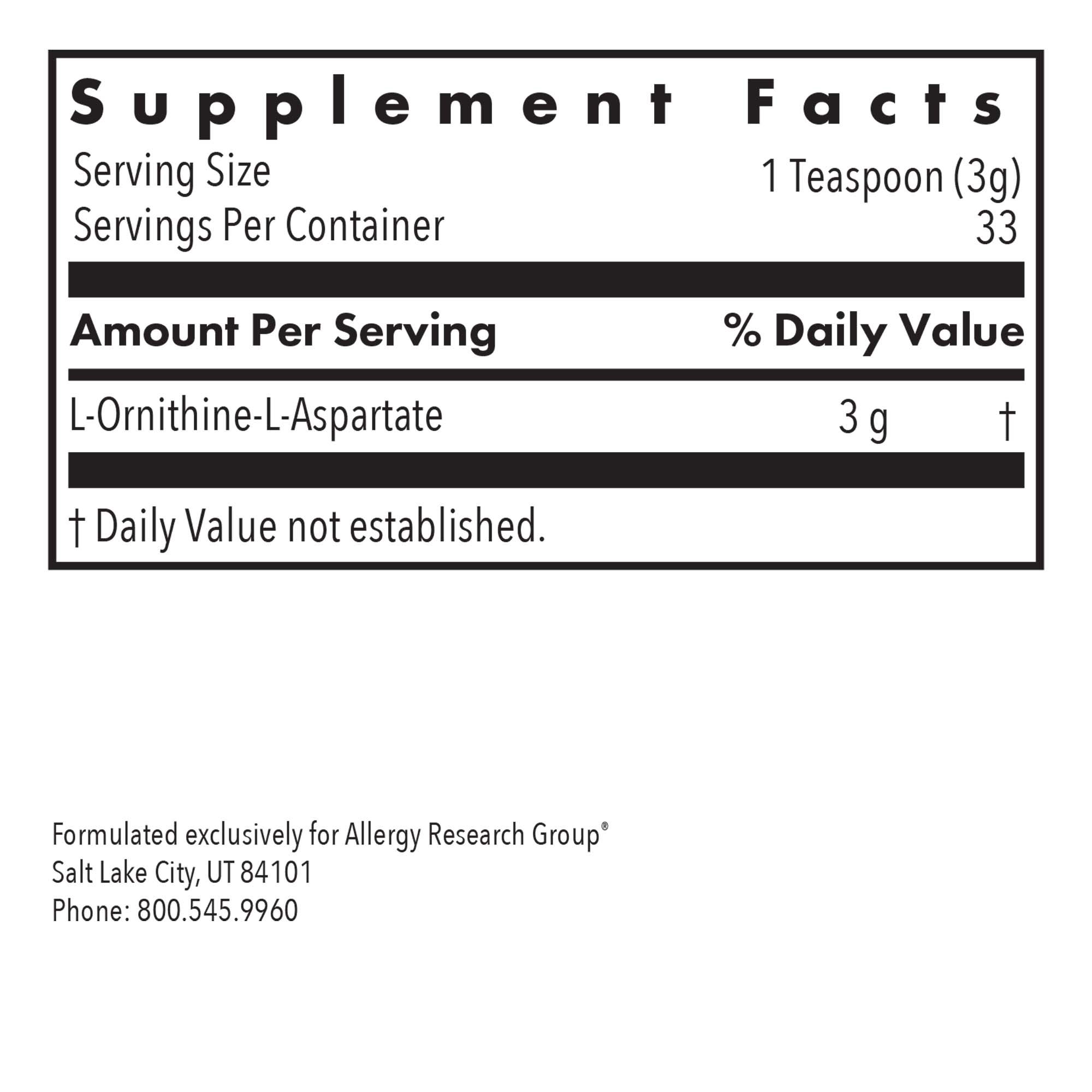 L-Ornithine-L-Aspartate - supplement fact label with L-Ornithine-L-Aspartate 