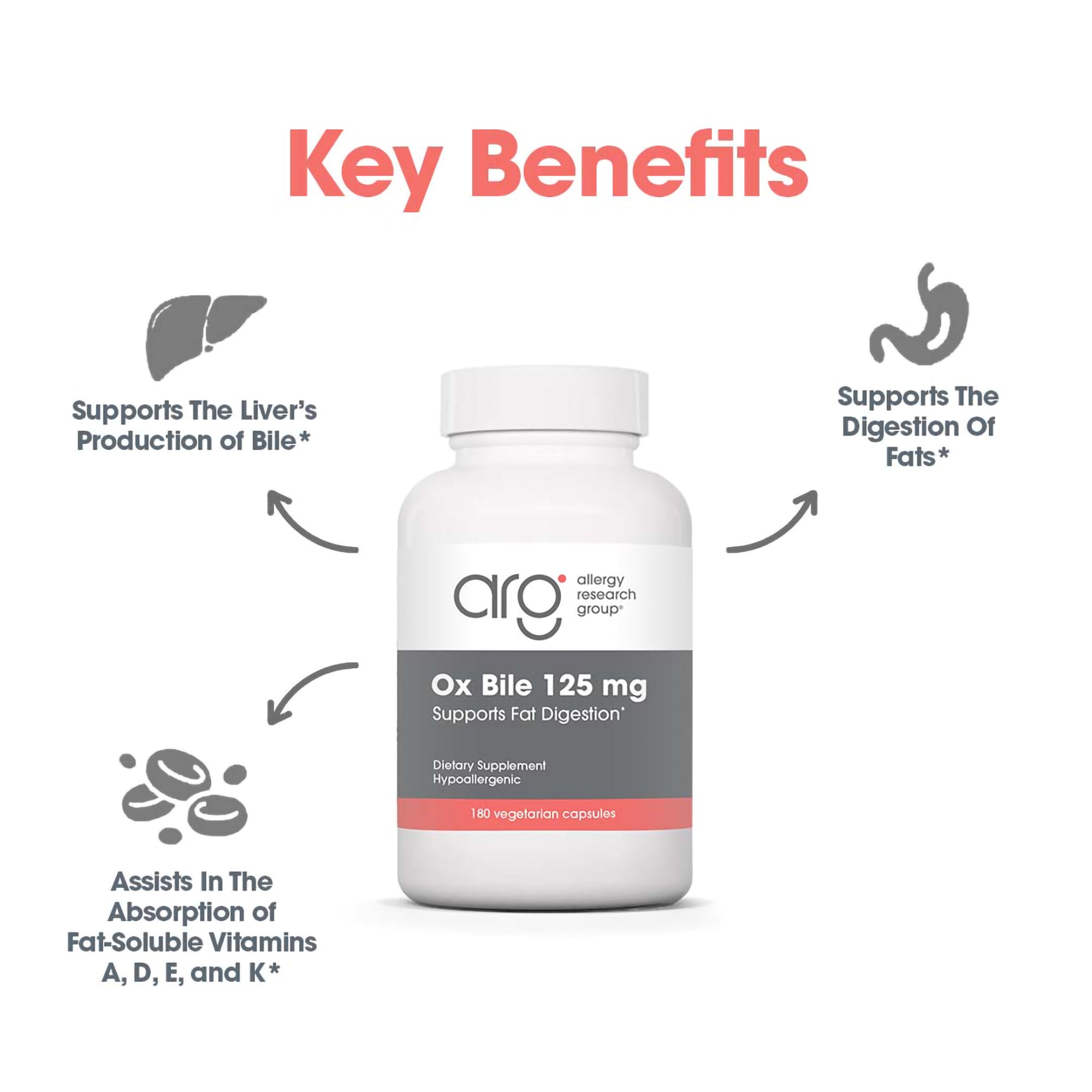 Ox Bile 125 mg - key benefits including liver´s production of bile