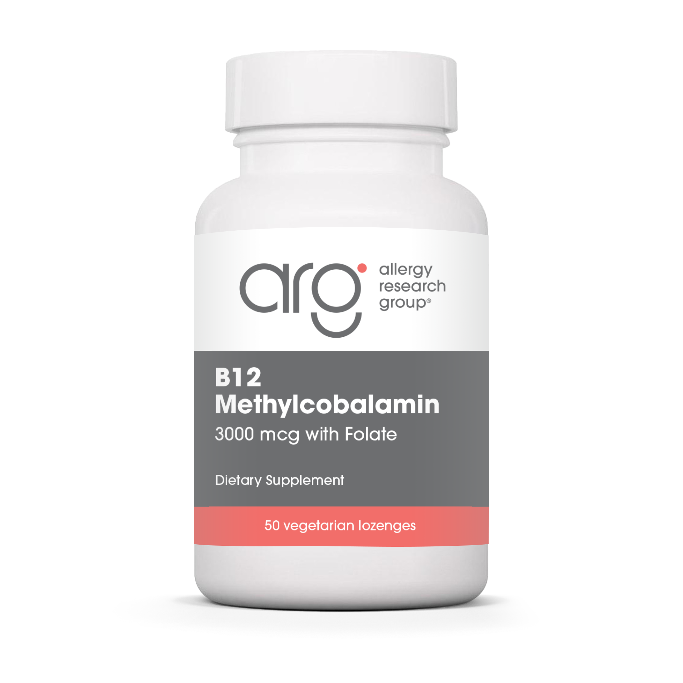 Allergy Research Group B12 Methylcobalamin - 50 vegetarian lozenges bottle front label 