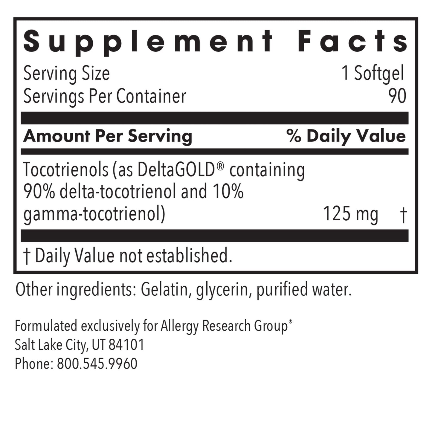 Delta-Fraction Tocotrienols 125 mg