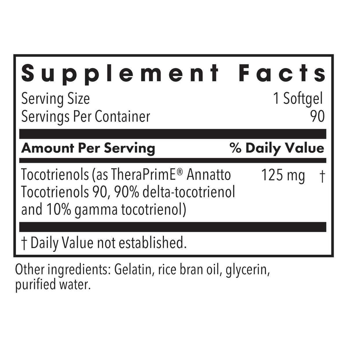 Delta-Fraction Tocotrienols 125 mg