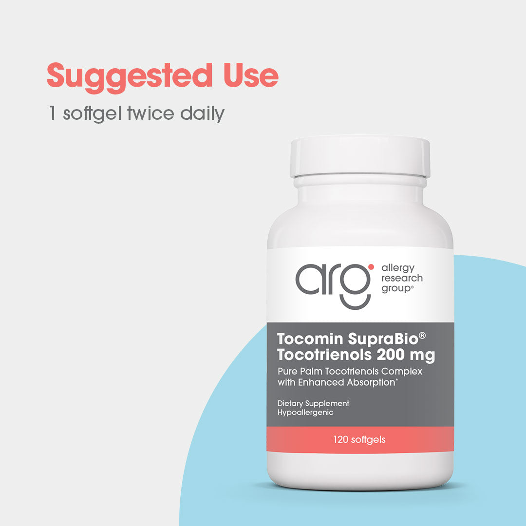 Tocomin SupraBio® Tocotrienols 200 mg -  suggested use: 1 softgel twice daily 