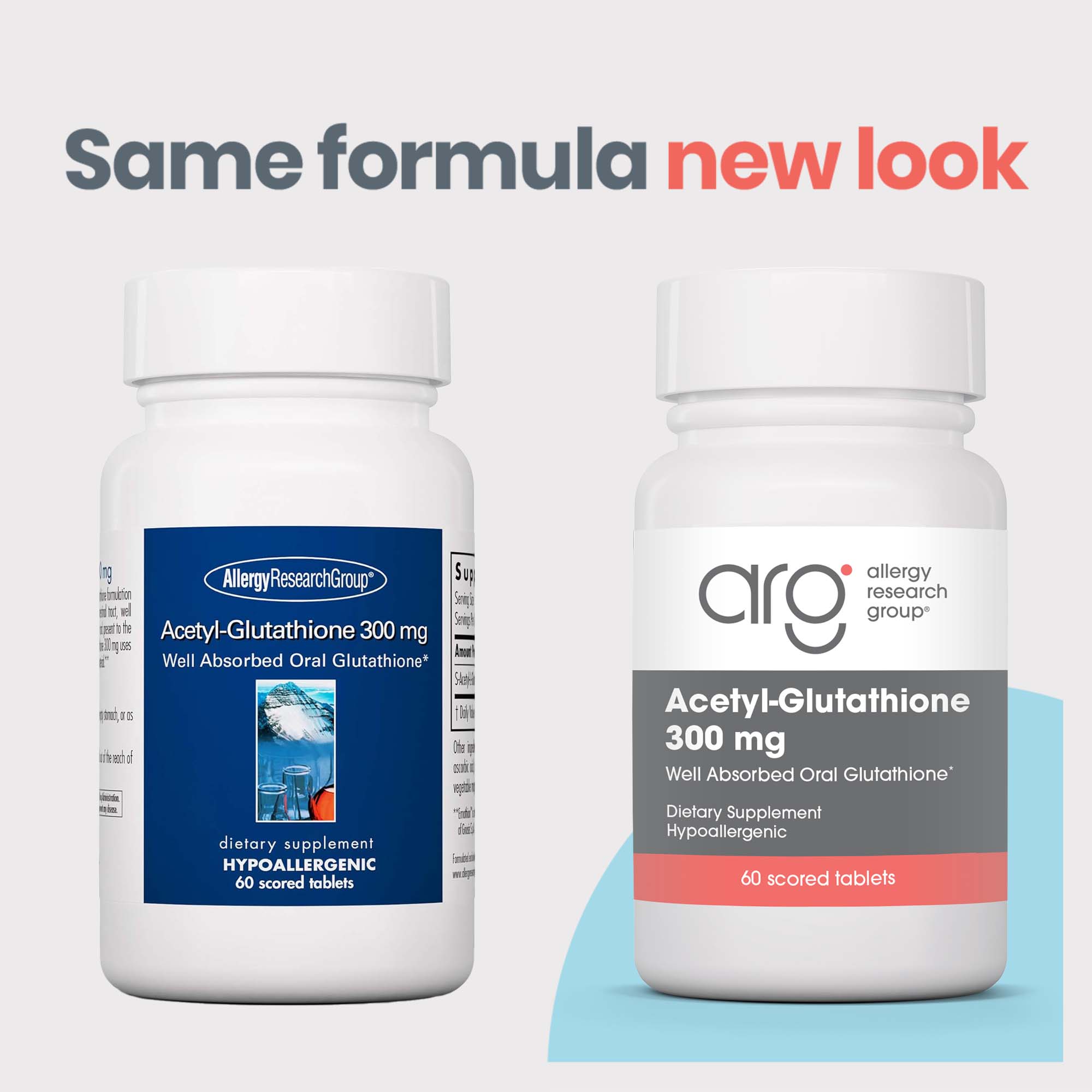 Acetyl-Glutathione 300 mg- new look vs original bottle