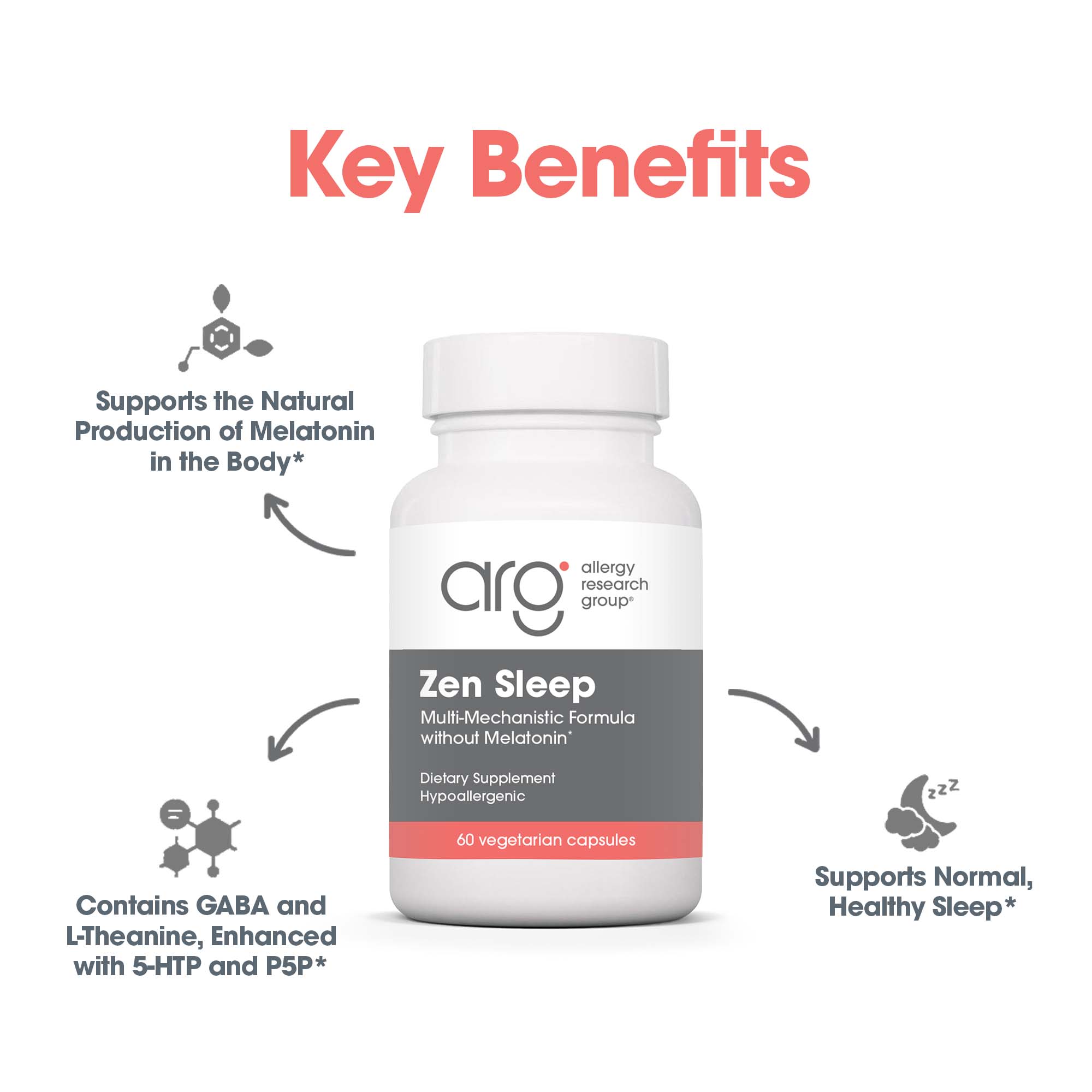 Zen Sleep - key benefits including natural production of melatonin in the body support