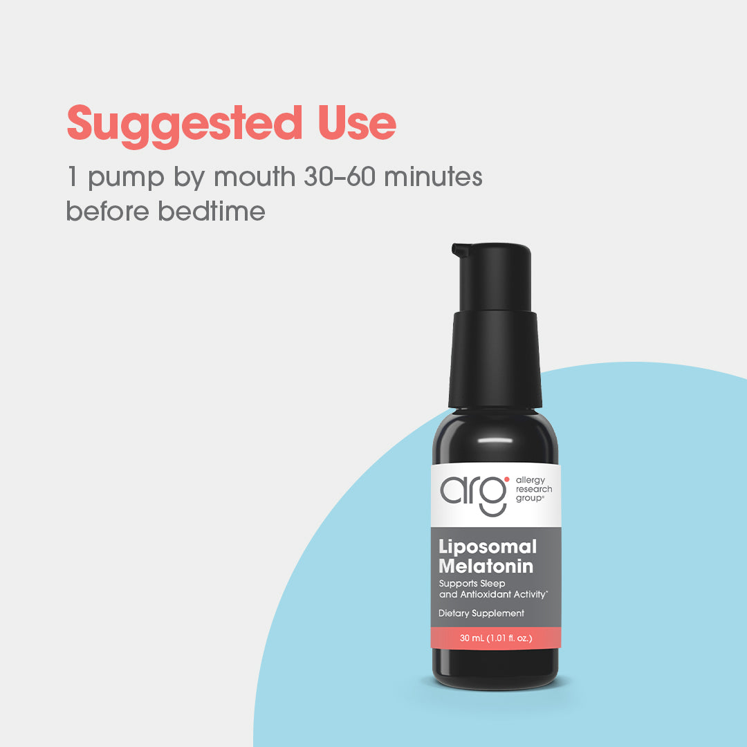 Liposomal Melatonin - suggested use: 1 pump by mouth 30-60 minutes before bedtime