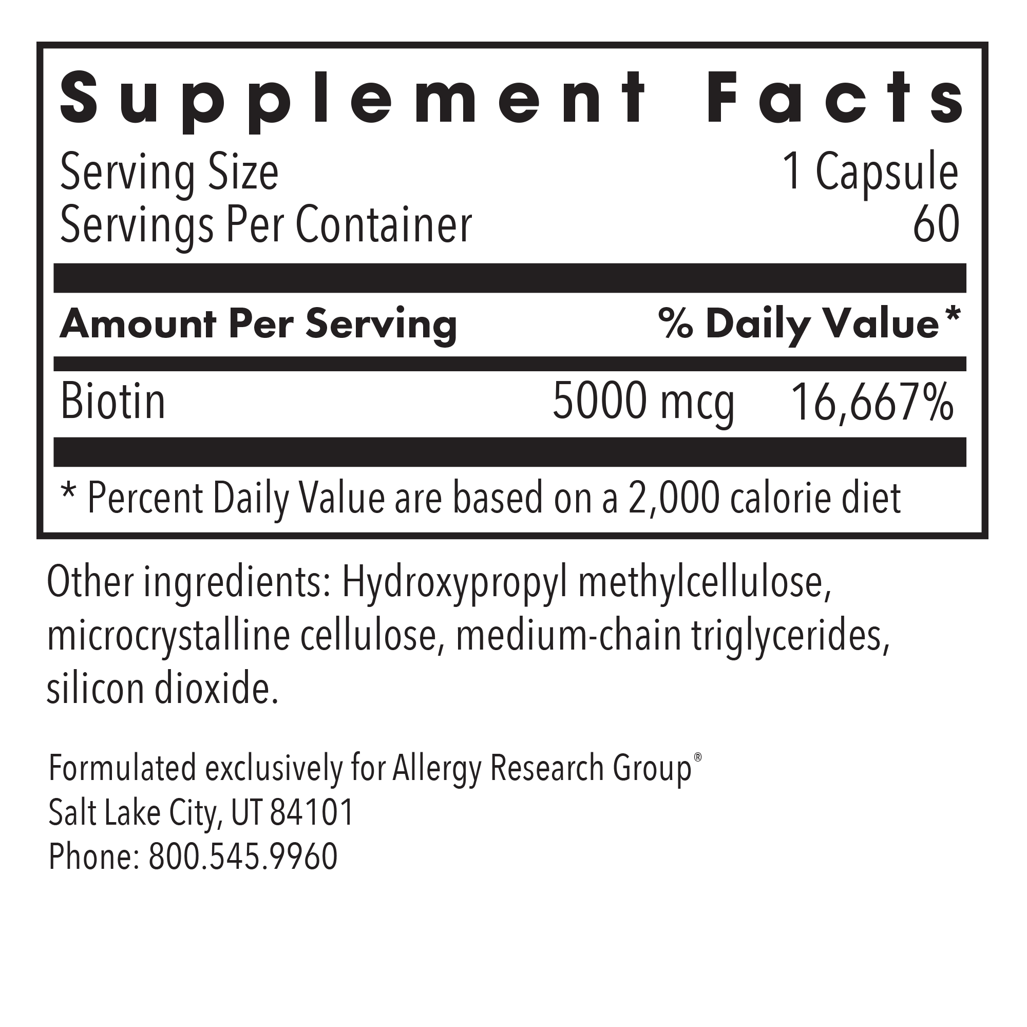 Biotin 5000 - supplement fact label with Biotin