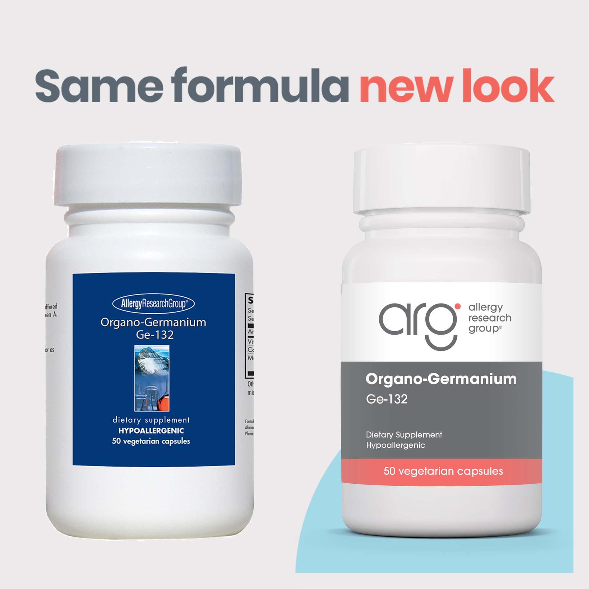 Organo-Germanium Ge-132 Sesquioxide - new look vs original bottle