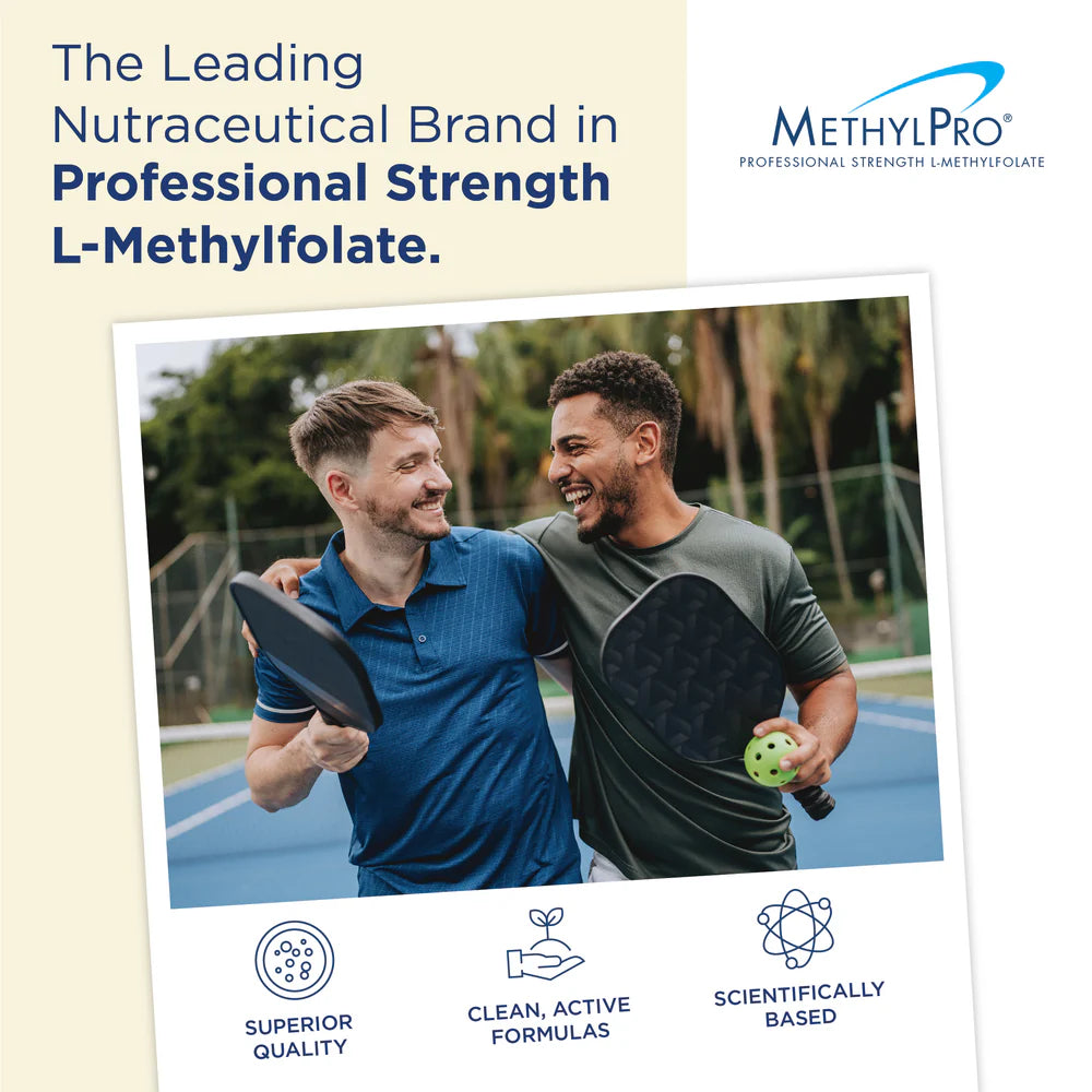 MethylPro professional-strength L-methylfolate brand lifestyle graphic for clinically backed nutraceutical formulas
