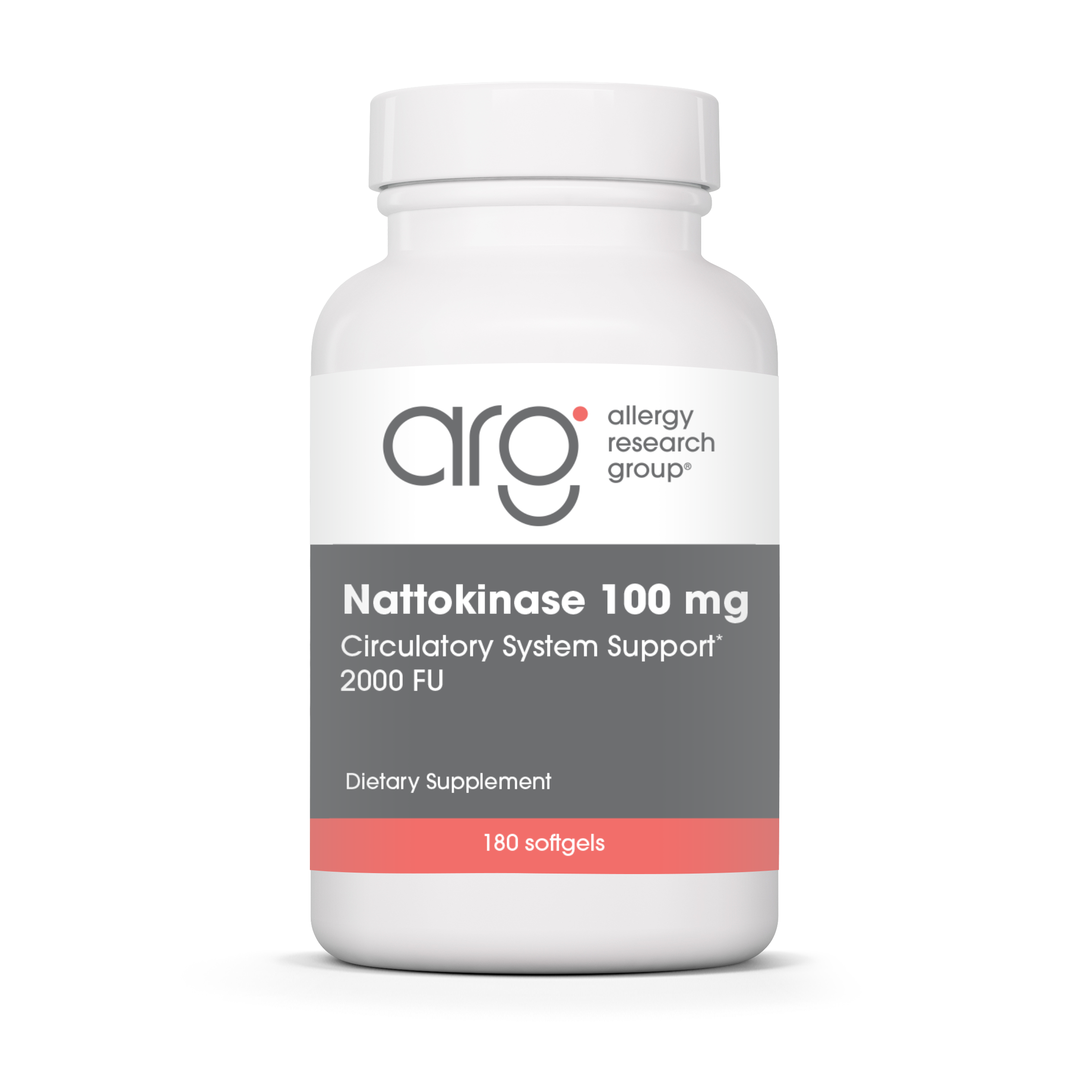 Allergy Research Group Nattokinase 100 mg - 180 softgels bottle front label