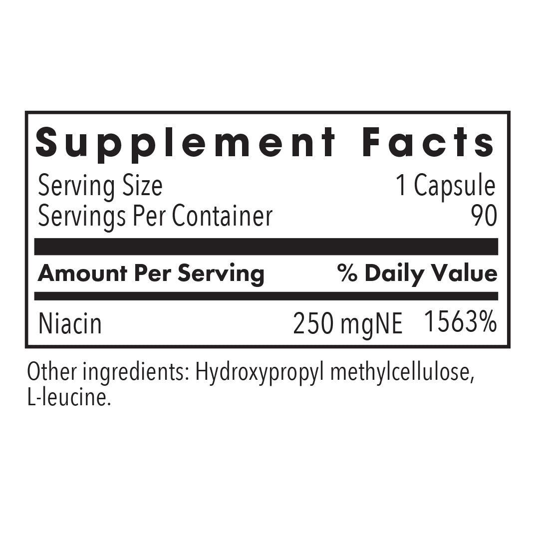 Niacin - supplement fact label with Niacin