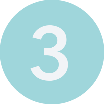 Number 3 in white on a light blue circle