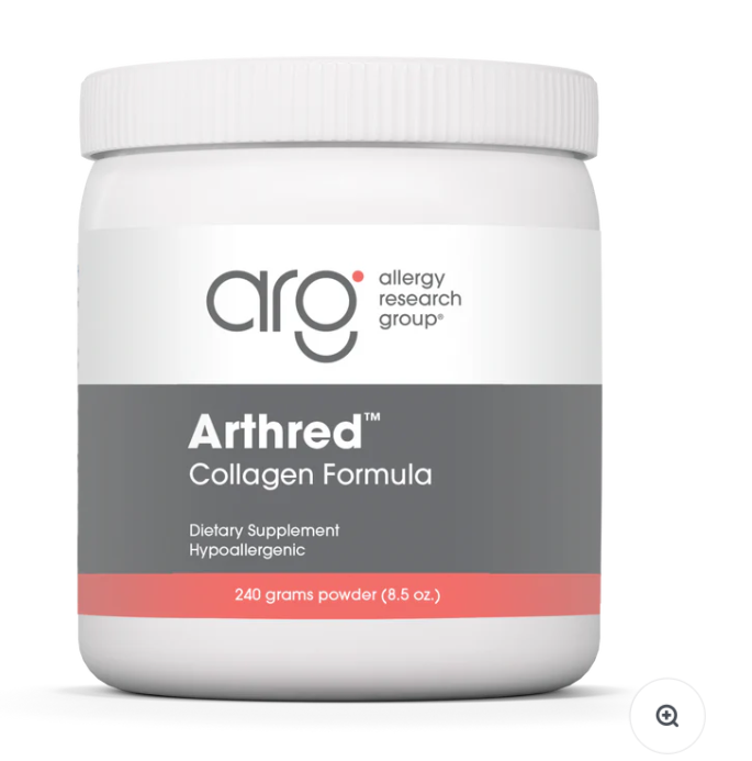 Jar of 240 grams powder of Arthred Collagen Formula