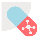 Illustration of a capsule with molecular structure symbol – visual element for supplement branding